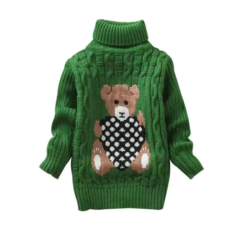 2025 New Cartoon Autumn Winter Baby Boys Girls Kids Children's Babi Warm Turtleneck Sweaters Pullover Cardigans Top Clothes Out