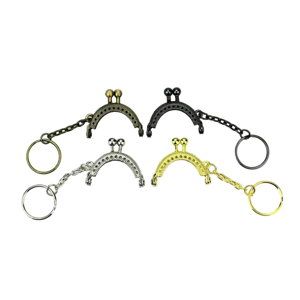 20 Pcs/Lot 4 CM Bronze/Silver/Golden/Gun Black Half Round Metal Purse Frame Kiss Clasp Lock With Key Ring Bag Accessories