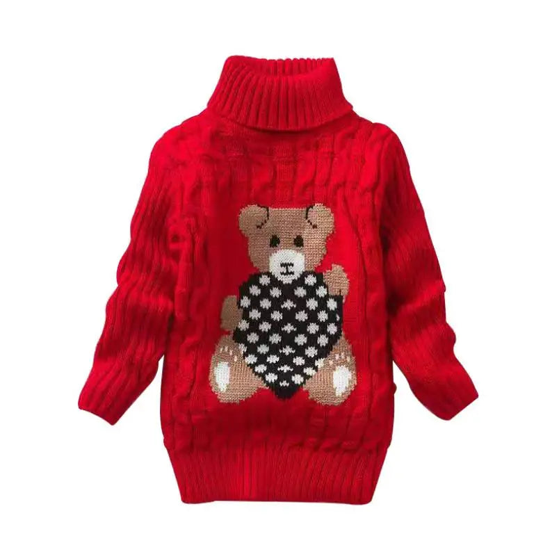 2025 New Cartoon Autumn Winter Baby Boys Girls Kids Children's Babi Warm Turtleneck Sweaters Pullover Cardigans Top Clothes Out