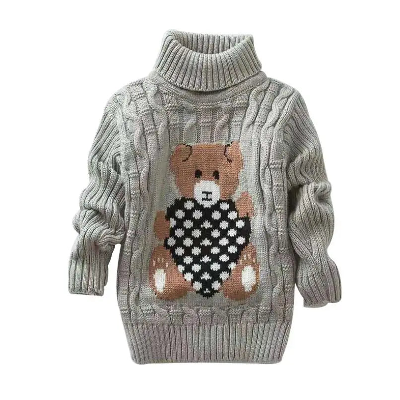 2025 New Cartoon Autumn Winter Baby Boys Girls Kids Children's Babi Warm Turtleneck Sweaters Pullover Cardigans Top Clothes Out