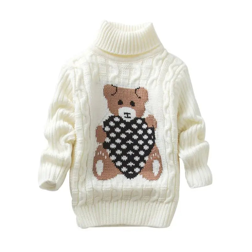 2025 New Cartoon Autumn Winter Baby Boys Girls Kids Children's Babi Warm Turtleneck Sweaters Pullover Cardigans Top Clothes Out