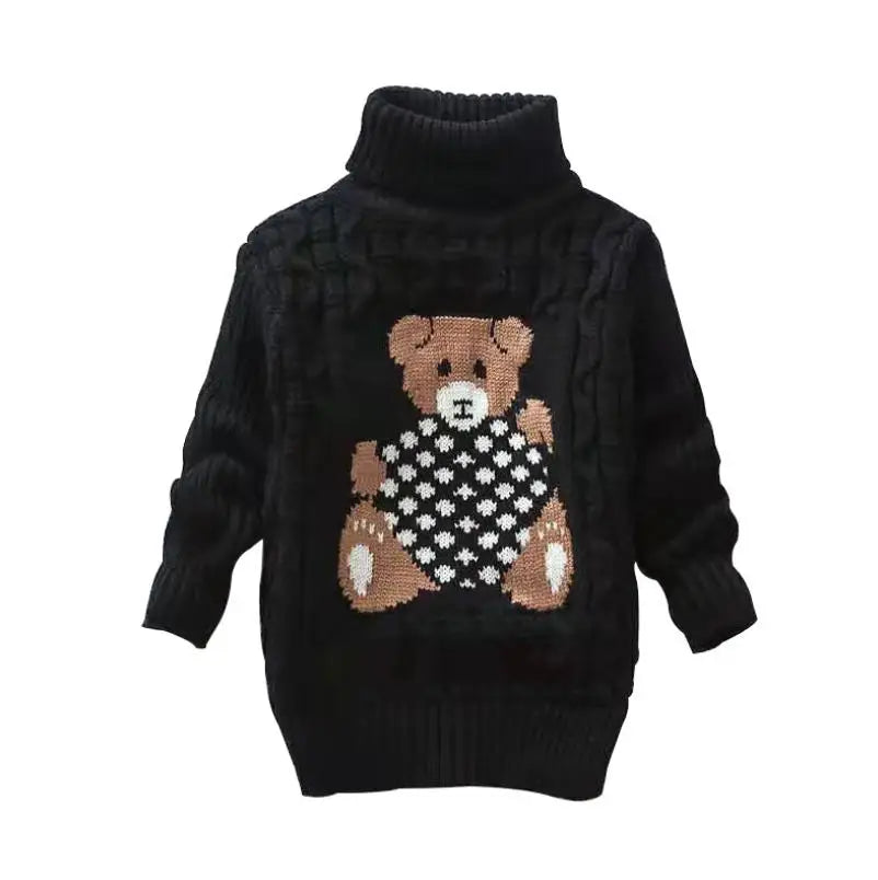 2025 New Cartoon Autumn Winter Baby Boys Girls Kids Children's Babi Warm Turtleneck Sweaters Pullover Cardigans Top Clothes Out