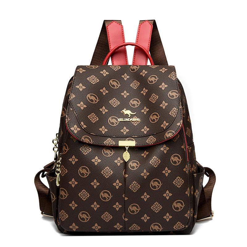 Sac à dos classique imprimé kangourou, sac à dos en cuir PU pour femme, sac à bandoulière pour maman, sac d'école, sac de transport