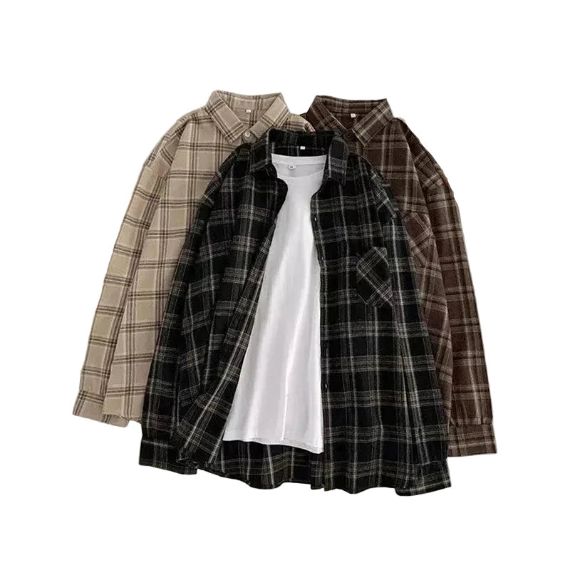 Nouveauté : Chemise à carreaux vintage pour femme,  style décontracté et polyvalent.
