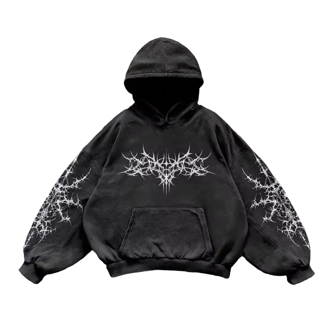 Sweat à capuche zippé et matelassé pour femme, arborant un style « Polar Fashion » américain tendance coupe ample et décontractée aux influences streetwear, hip-hop et punk — idéal pour un look unisexe ou assorti en couple.