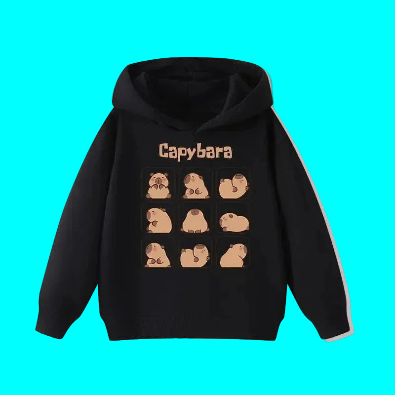 Sweat à capuche pour enfant (garçon/fille) – Automne-Hiver – Motif mignon de capybara – Style décontracté, tendance et confortable