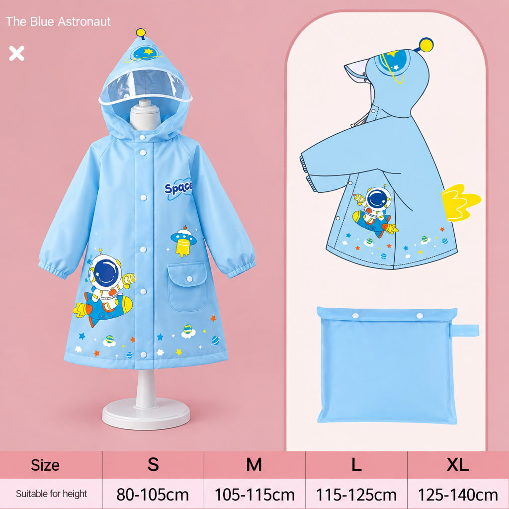 Adorable imperméable pour enfant – Poncho de pluie imperméable (motifs dinosaure ou licorne) avec espace pour sac à dos – Vêtement de pluie pour écolier