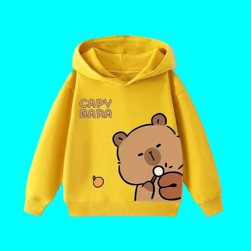 Sweat à capuche pour enfant (garçon/fille) – Automne-Hiver – Motif mignon de capybara – Style décontracté, tendance et confortable
