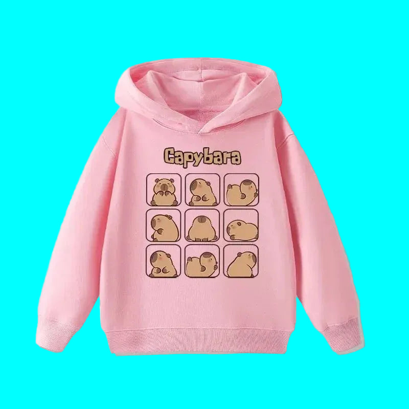 Sweat à capuche pour enfant (garçon/fille) – Automne-Hiver – Motif mignon de capybara – Style décontracté, tendance et confortable