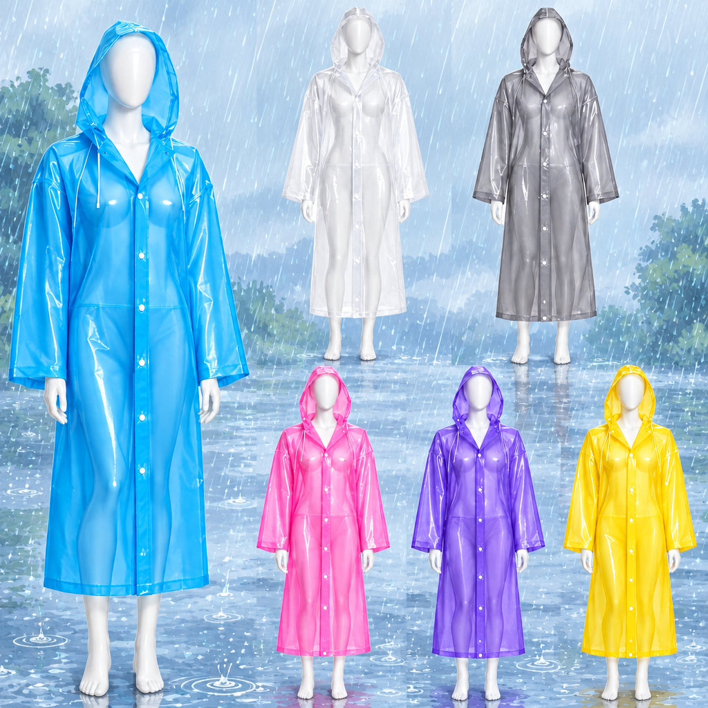 Imperméable épais et transparent en EVA pour adultes (hommes et femmes) – Poncho réutilisable , les voyages et les activités de plein air