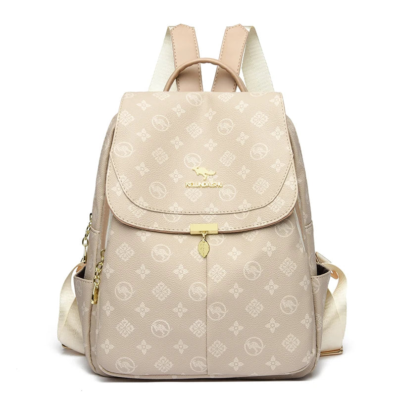 Sac à dos classique imprimé kangourou, sac à dos en cuir PU pour femme, sac à bandoulière pour maman, sac d'école, sac de transport