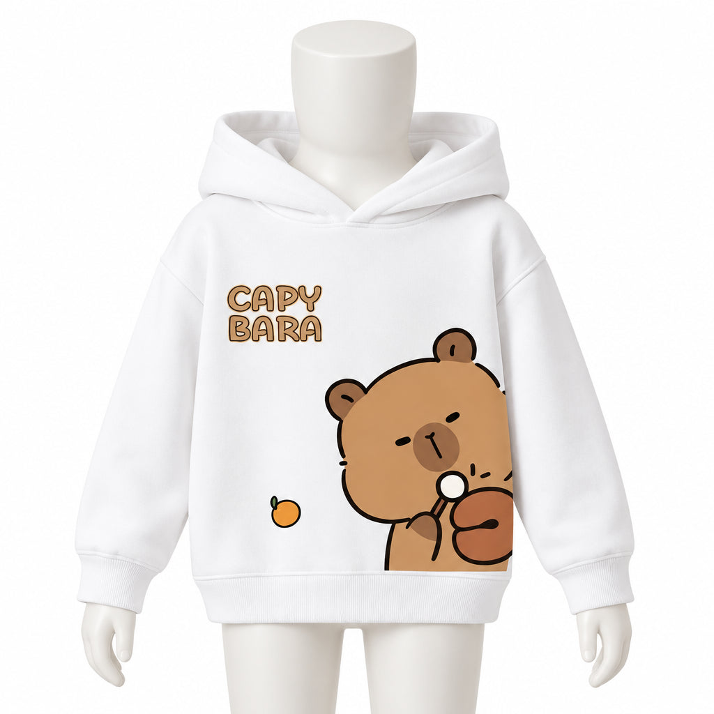 Sweat à capuche pour enfant (garçon/fille) – Automne-Hiver – Motif mignon de capybara – Style décontracté, tendance et confortable