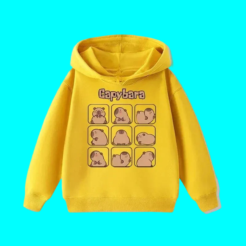 Sweat à capuche pour enfant (garçon/fille) – Automne-Hiver – Motif mignon de capybara – Style décontracté, tendance et confortable