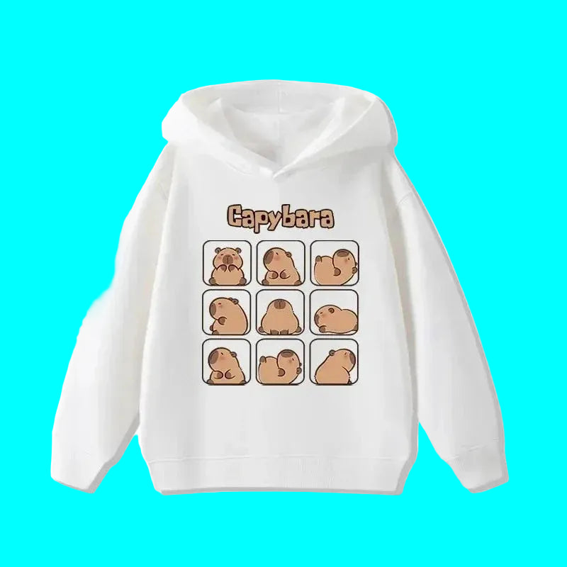 Sweat à capuche pour enfant (garçon/fille) – Automne-Hiver – Motif mignon de capybara – Style décontracté, tendance et confortable