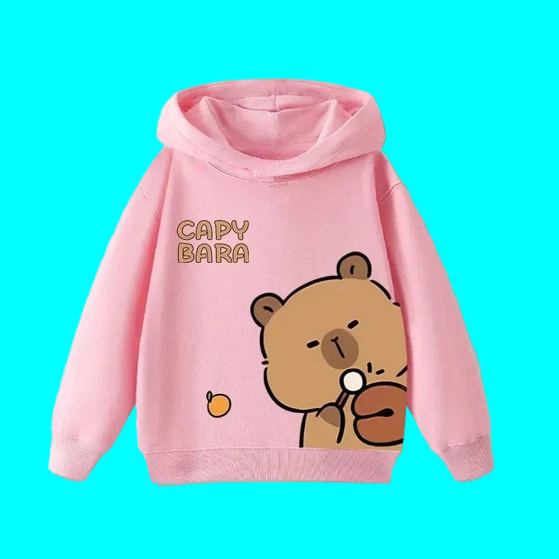 Sweat à capuche pour enfant (garçon/fille) – Automne-Hiver – Motif mignon de capybara – Style décontracté, tendance et confortable