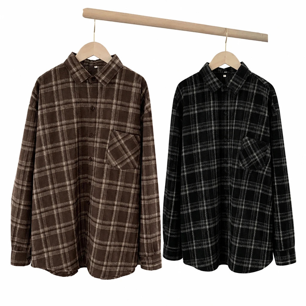 Nouveauté : Chemise à carreaux vintage pour femme,  style décontracté et polyvalent.