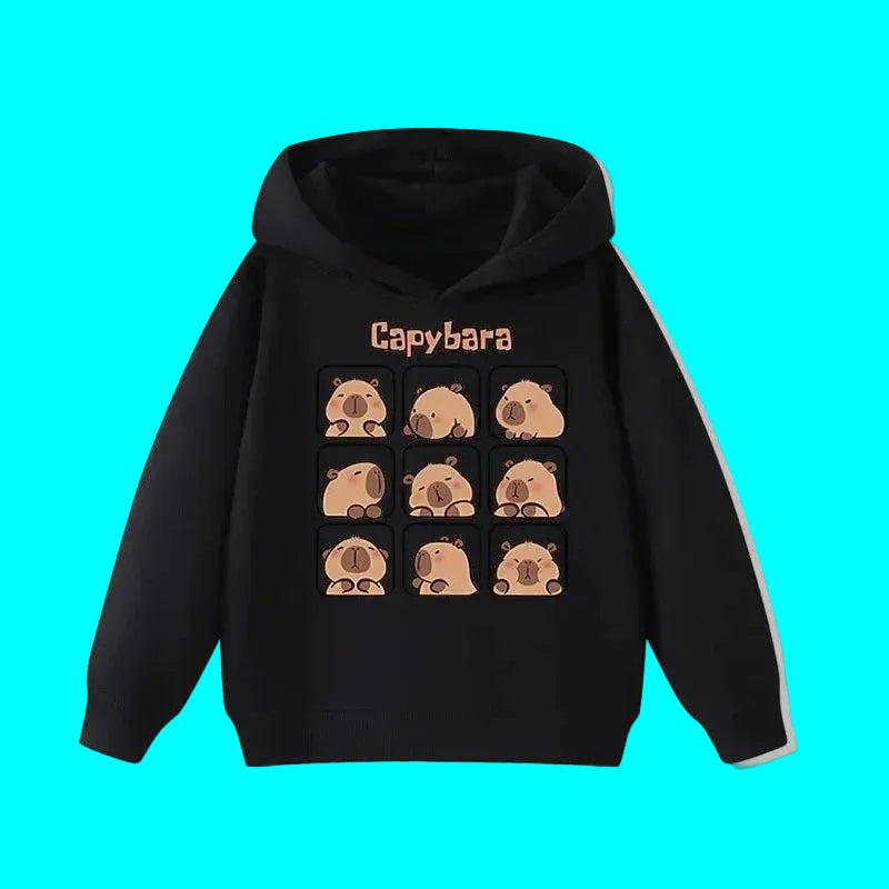Sweat à capuche pour enfant (garçon/fille) – Automne-Hiver – Motif mignon de capybara – Style décontracté, tendance et confortable