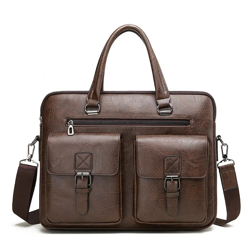 Sac porte-documents d'affaires pour homme de marque de luxe – Sacoche bandoulière en similicuir (PU) – Sac de bureau pour ordinateur portable et dossiers A4