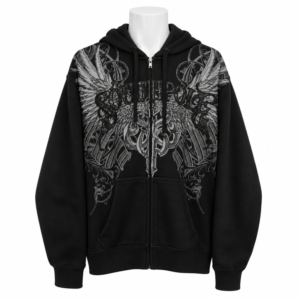 Sweat à capuche zippé et matelassé pour femme, arborant un style « Polar Fashion » américain tendance coupe ample et décontractée aux influences streetwear, hip-hop et punk — idéal pour un look unisexe ou assorti en couple.