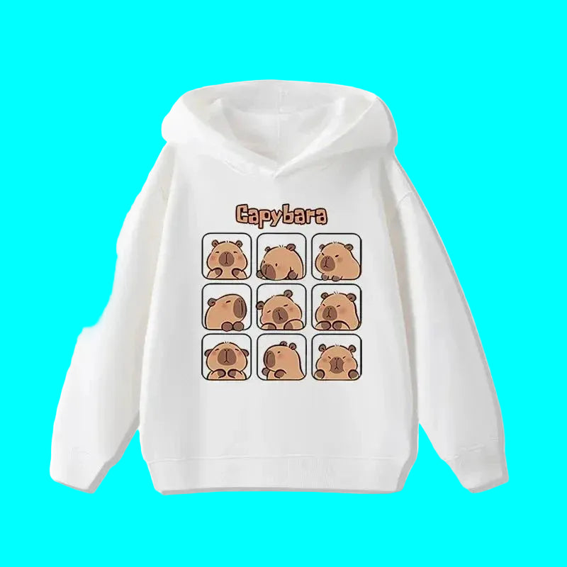 Sweat à capuche pour enfant (garçon/fille) – Automne-Hiver – Motif mignon de capybara – Style décontracté, tendance et confortable