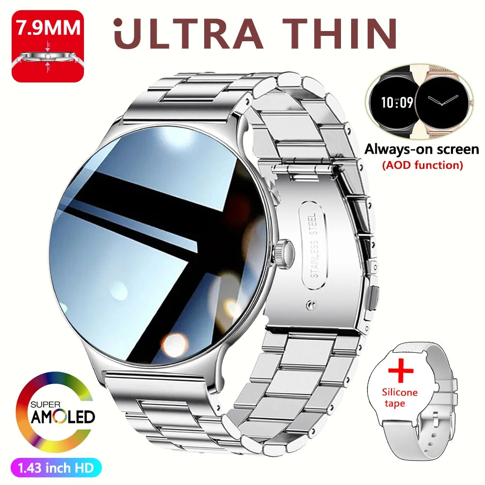 Nouvelle montre connectée pour femme 2026 – Ultra-fine (7,9 mm), suivi de la santé, écran « Always-On », plus de 100 modes sportifs et appels Bluetooth.