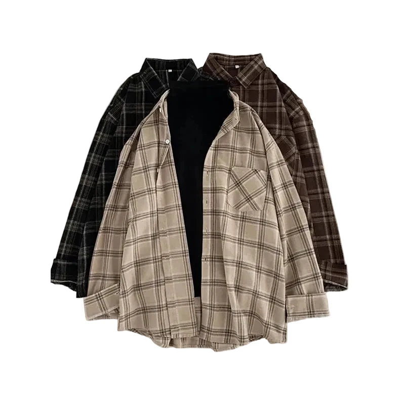 Nouveauté : Chemise à carreaux vintage pour femme,  style décontracté et polyvalent.