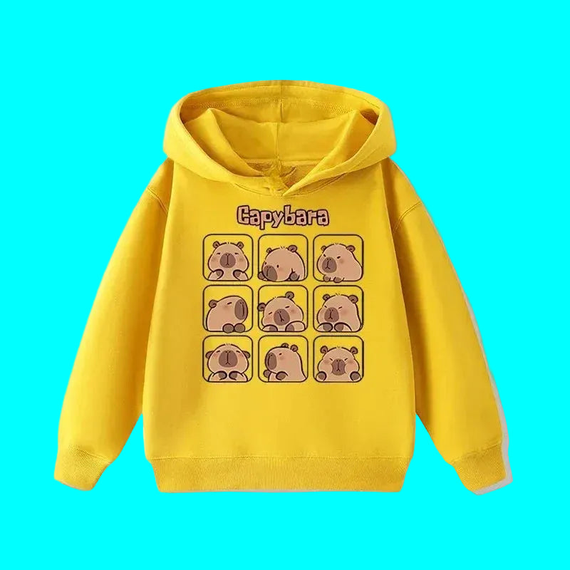 Sweat à capuche pour enfant (garçon/fille) – Automne-Hiver – Motif mignon de capybara – Style décontracté, tendance et confortable