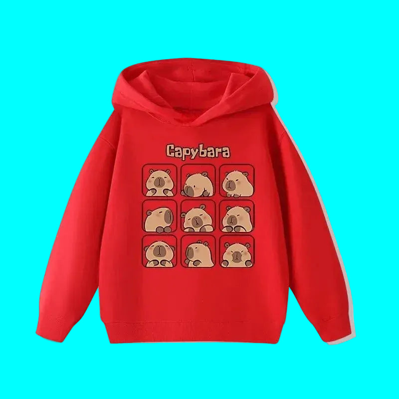 Sweat à capuche pour enfant (garçon/fille) – Automne-Hiver – Motif mignon de capybara – Style décontracté, tendance et confortable