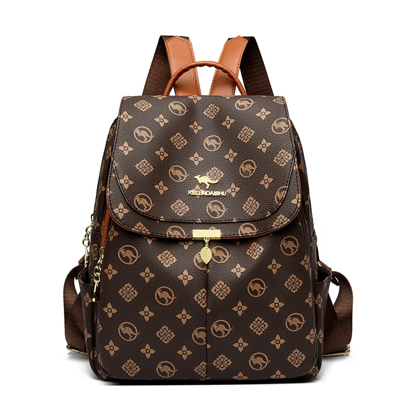 Sac à dos classique imprimé kangourou, sac à dos en cuir PU pour femme, sac à bandoulière pour maman, sac d'école, sac de transport