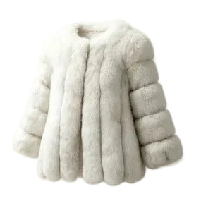 Veste courte et élégante en fausse fourrure pour femme (automne) : couleur unie, coupe oversize, manches longues bouffantes ; un modèle coupe-vent, léger et chaud, idéal pour les trajets quotidiens, les promenades en ville et les rendez-vous au café.
