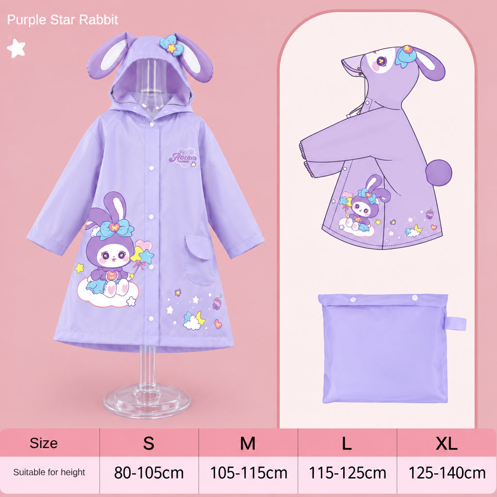 Adorable imperméable pour enfant – Poncho de pluie imperméable (motifs dinosaure ou licorne) avec espace pour sac à dos – Vêtement de pluie pour écolier