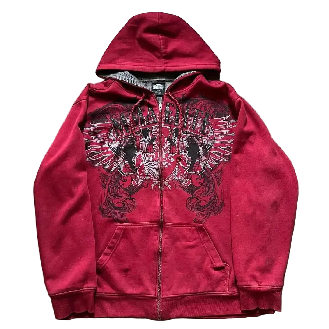 Sweat à capuche zippé et matelassé pour femme, arborant un style « Polar Fashion » américain tendance coupe ample et décontractée aux influences streetwear, hip-hop et punk — idéal pour un look unisexe ou assorti en couple.