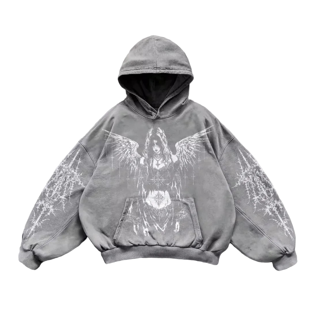 Sweat à capuche zippé et matelassé pour femme, arborant un style « Polar Fashion » américain tendance coupe ample et décontractée aux influences streetwear, hip-hop et punk — idéal pour un look unisexe ou assorti en couple.