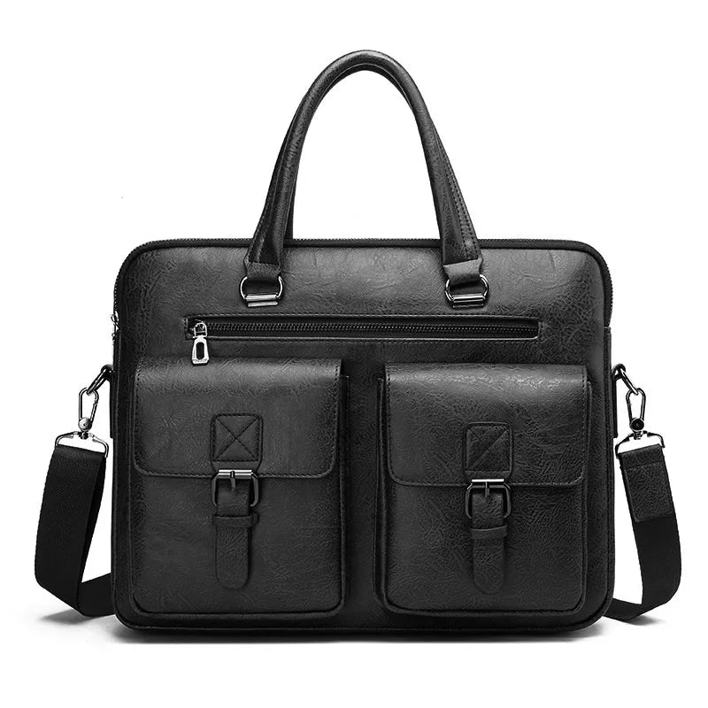 Sac porte-documents d'affaires pour homme de marque de luxe – Sacoche bandoulière en similicuir (PU) – Sac de bureau pour ordinateur portable et dossiers A4