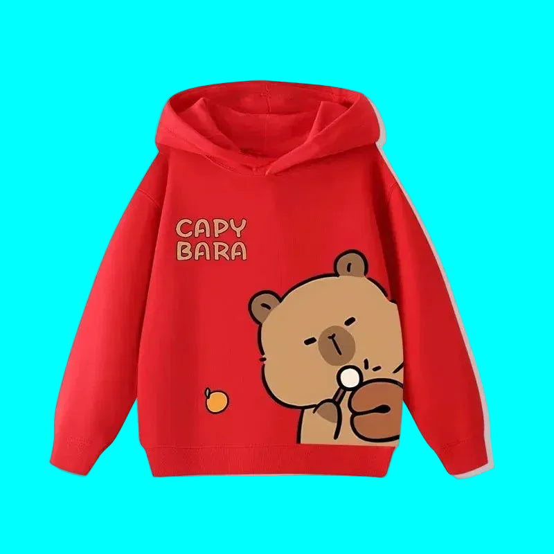 Sweat à capuche pour enfant (garçon/fille) – Automne-Hiver – Motif mignon de capybara – Style décontracté, tendance et confortable
