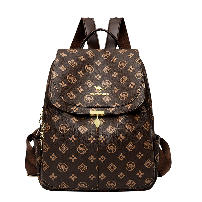 Sac à dos classique imprimé kangourou, sac à dos en cuir PU pour femme, sac à bandoulière pour maman, sac d'école, sac de transport