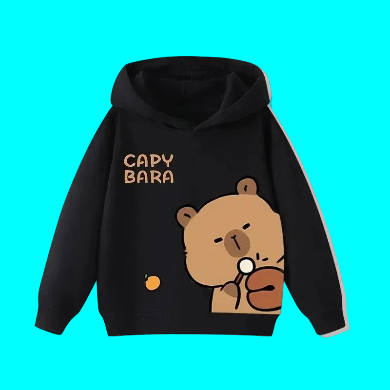 Sweat à capuche pour enfant (garçon/fille) – Automne-Hiver – Motif mignon de capybara – Style décontracté, tendance et confortable