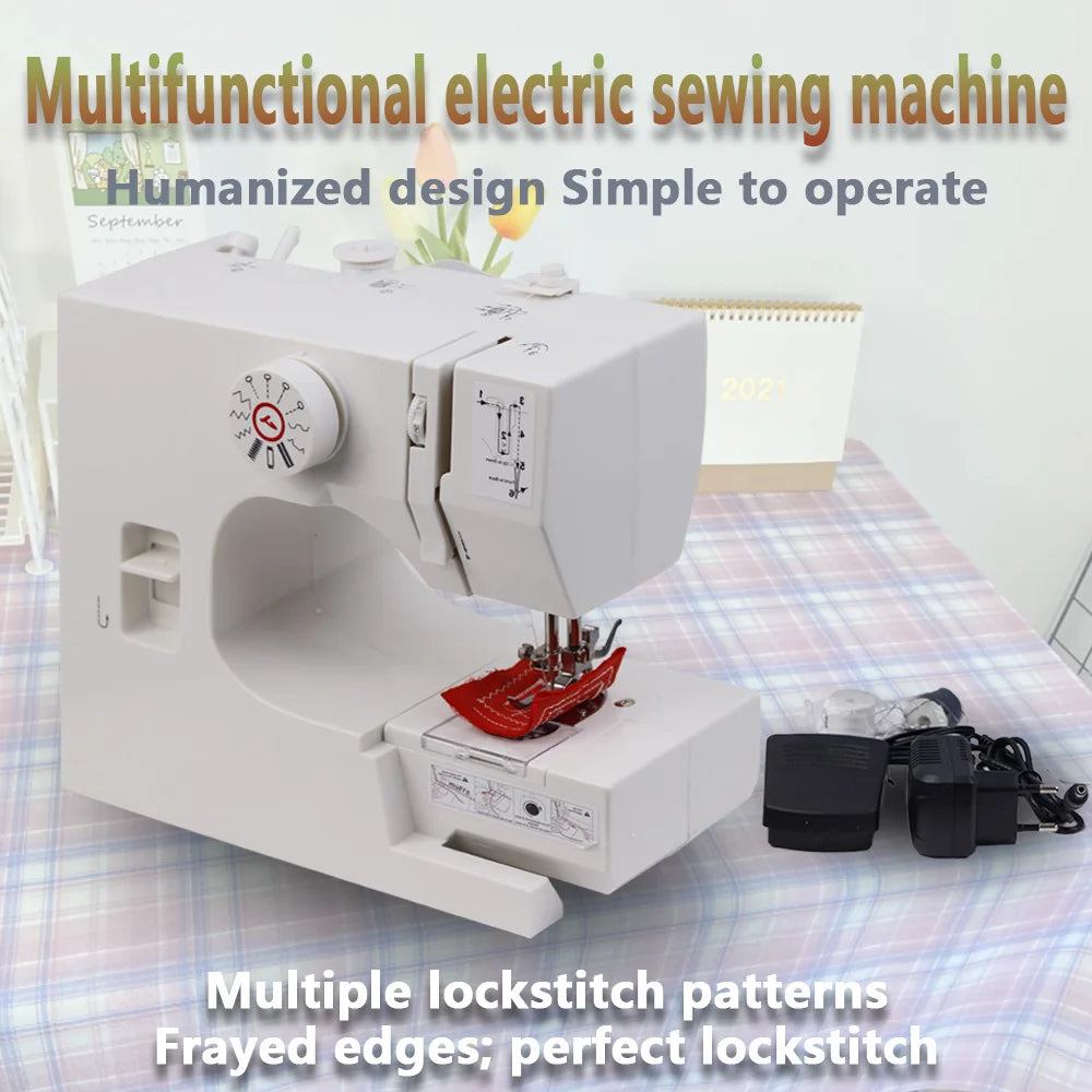 Mini-machine à coudre électrique de table SM-825, multifonction, portable et à commande au pied, pour usage domestique (point noué).