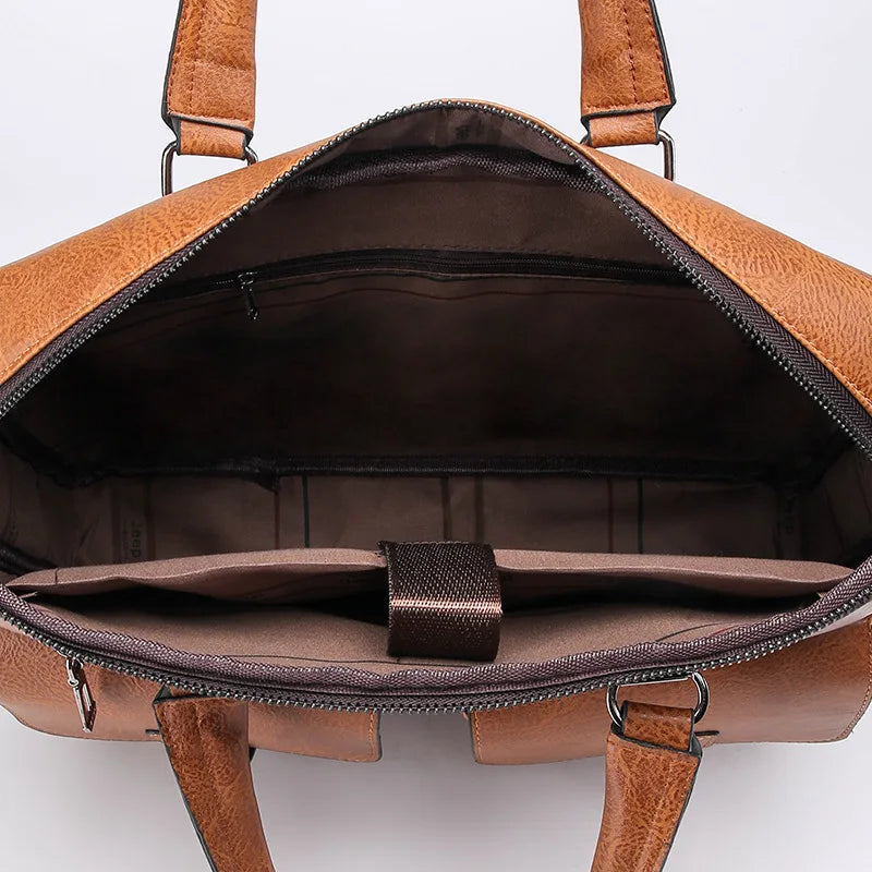 Sac porte-documents d'affaires pour homme de marque de luxe – Sacoche bandoulière en similicuir (PU) – Sac de bureau pour ordinateur portable et dossiers A4