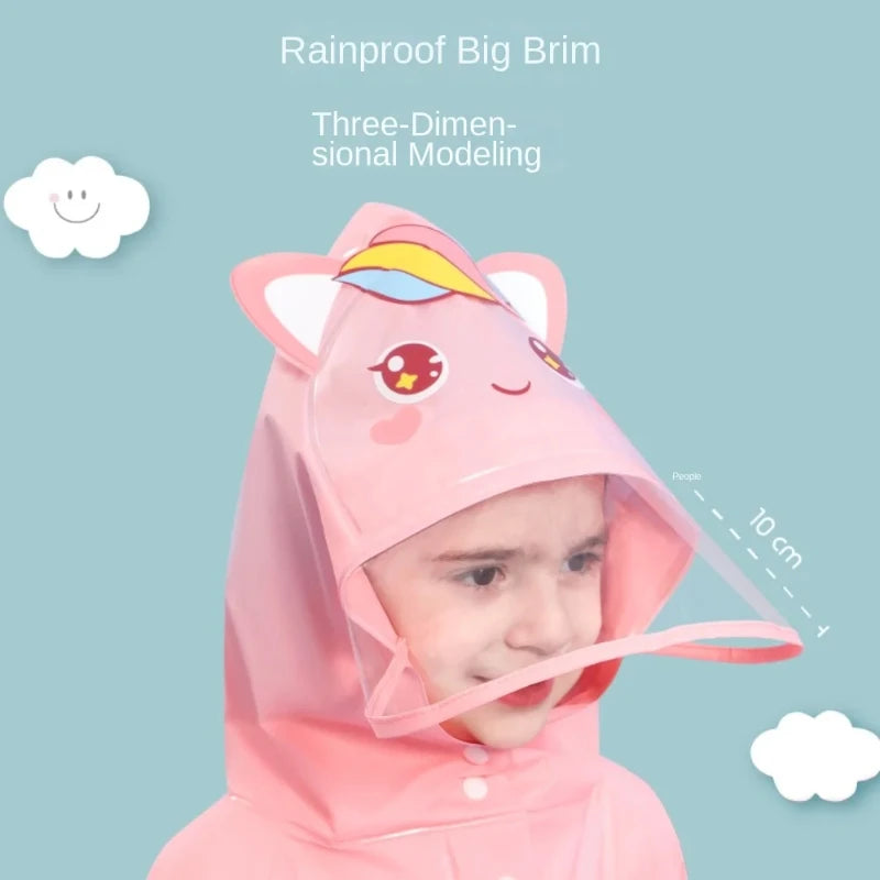 Adorable imperméable pour enfant – Poncho de pluie imperméable (motifs dinosaure ou licorne) avec espace pour sac à dos – Vêtement de pluie pour écolier