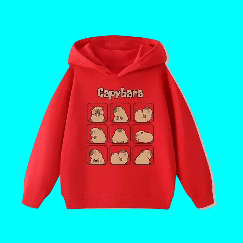 Sweat à capuche pour enfant (garçon/fille) – Automne-Hiver – Motif mignon de capybara – Style décontracté, tendance et confortable