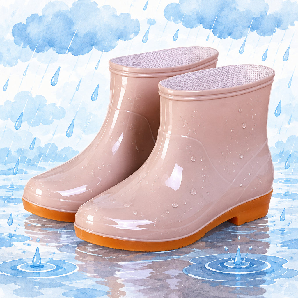 Bottes de pluie courtes antidérapantes pour femmes, imperméables et légères, idéales pour le jardin, la cuisine et le travail. Résistantes et basses, elles sont parfaites pour l'extérieur.